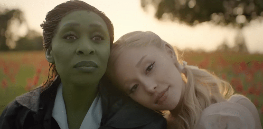 Cynthia Erivo (Elphaba) and Ariana Grande (Glinda) in the movie musical "Wicked" (2024)